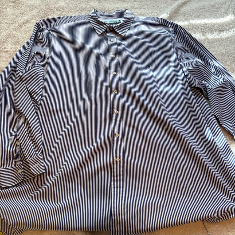 Ralph Lauren Blue and White Striped Shirt